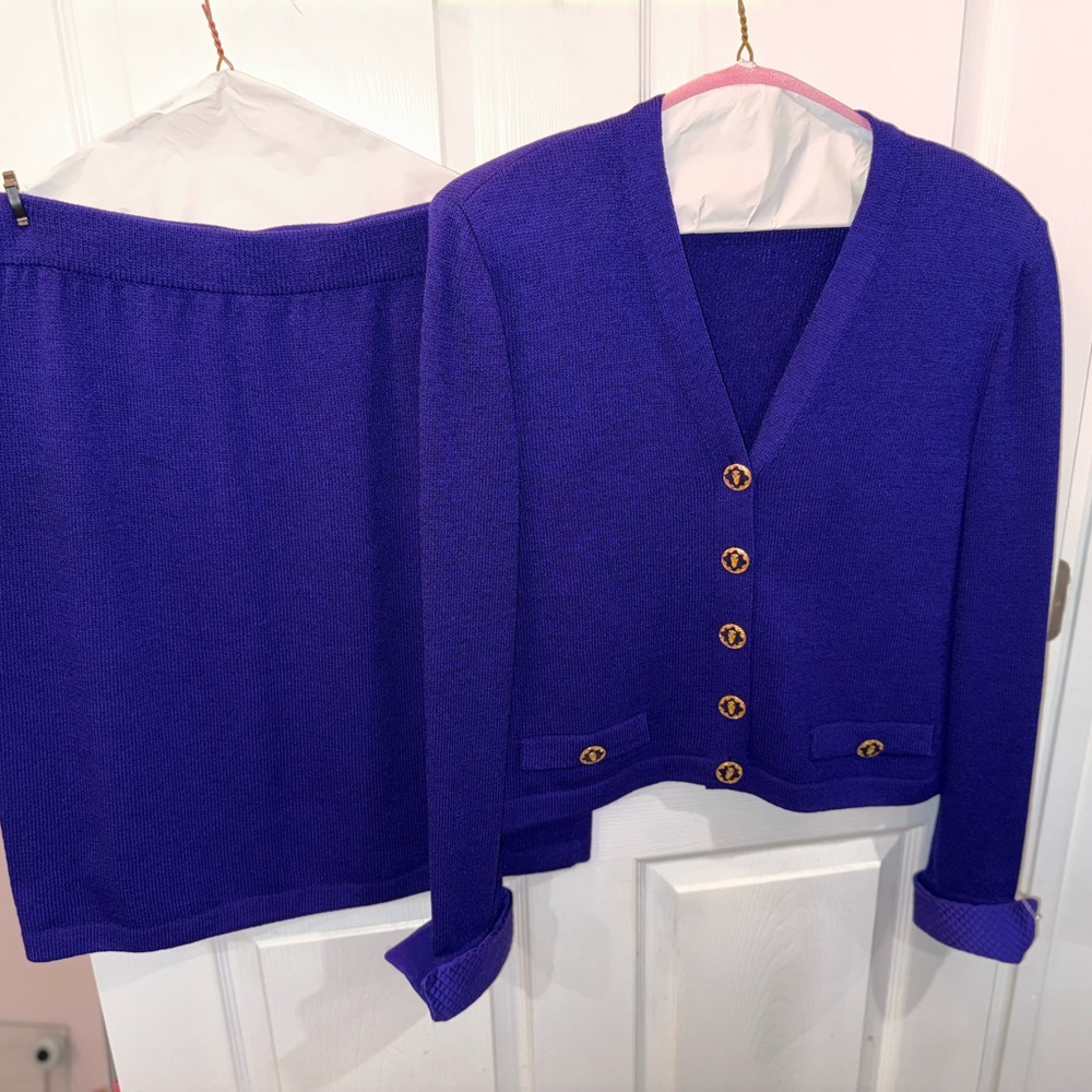 St. John Purple Knit Suit Set